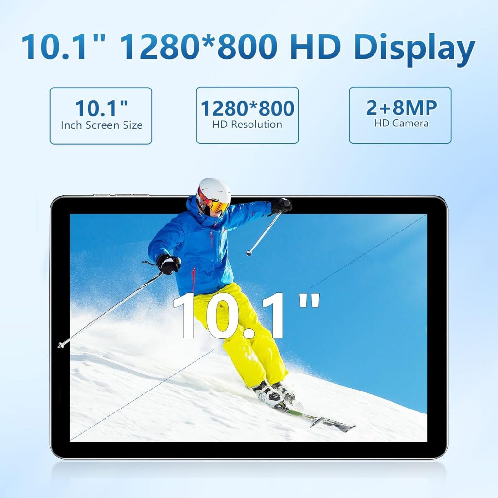 EHFiDC Latest 2-in-1 Tablet 10 in Tablet, Android 13 Tablet, 3+3GB RAM+128GB ROM, 6000mAh, Upgraded Quad-Core 1.8Ghz, 1280 x 800 FHD IPS, Dual Camera, 2.4G+6G WiFi, Bluetooth (6GB+64GB)