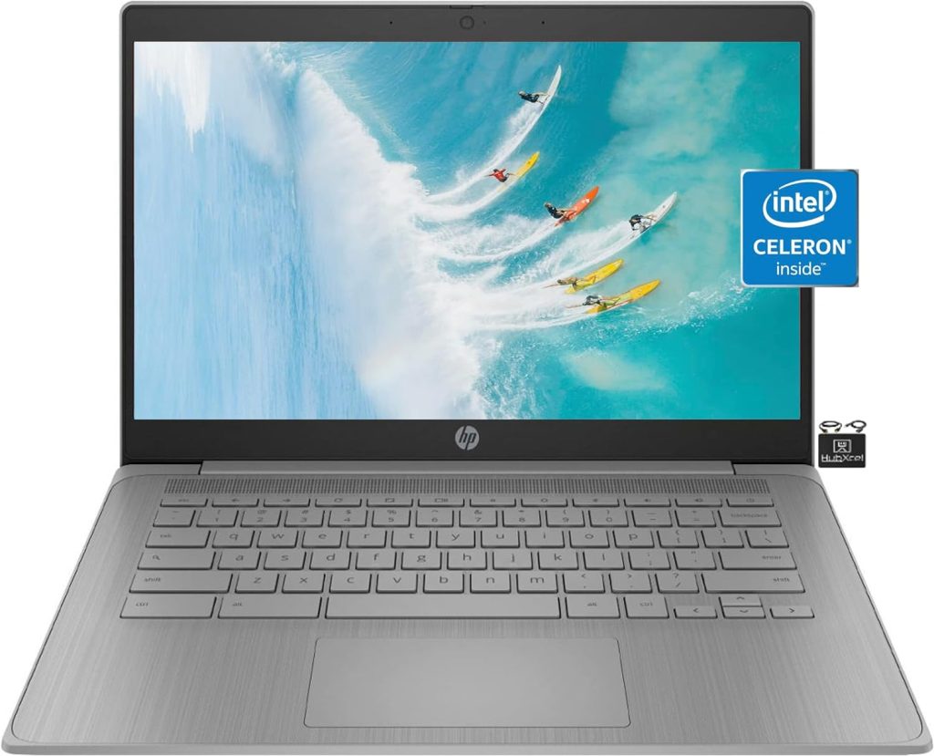 HP Chromebook Laptop Student Business (2023 Model),14‘ HD Display,Quad-Core Intel Celeron N4120 (Upto 2.6GHz),4GB RAM,64GB eMMC,HD Webcam,WiFi 5,UHD Graphics,Chrome OS +HubxcelAccessory,Modern Gray