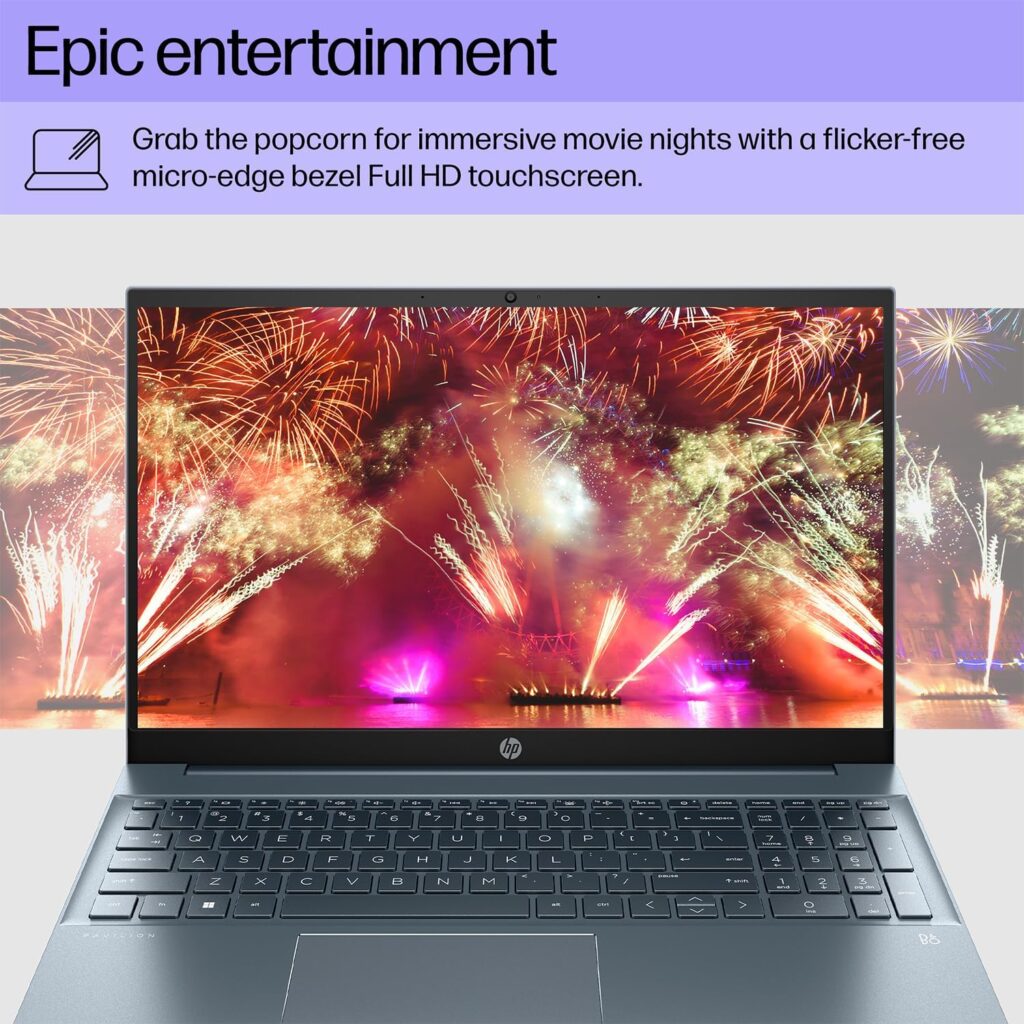 HP 2023 Newest Pavilion Laptop, 15.6 FHD Touchscreen Display, Intel Core i7-1355U Processor, NVIDIA GeForce MX550, 64GB RAM, 2TB SSD, Wi-Fi 6, HDMI, Webcam, Backlit KB, Windows 11 Home, Blue