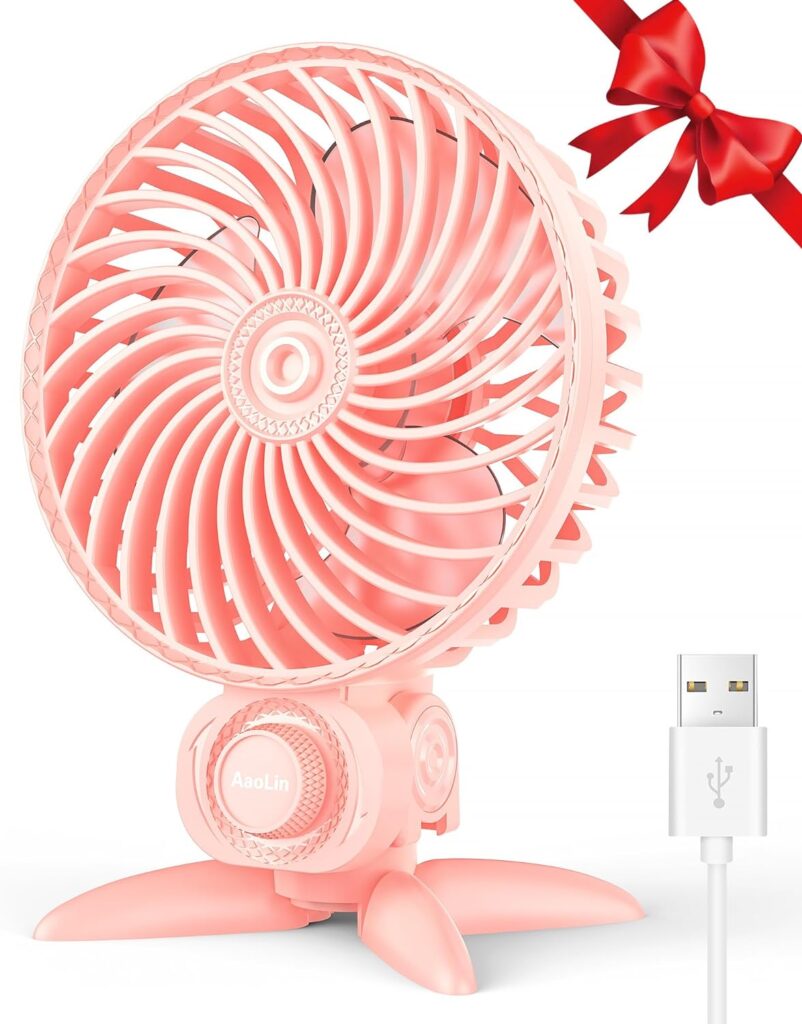 AaoLin USB Small Fan, Desk Fans with CVT Variable Speeds, Strong Cooling Airflow, Quiet Portable, Desktop Mini Personal Fan for Room, Home,Office, Bedroom-USB Powered