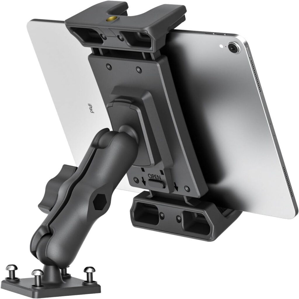 OHLPRO Car Tablet Holder - Heavy Duty Drill Base, Compatible with iPad Samsung Tab 5-13 Tablet and Phone, Car Tablet Mount for Truck/Business Vehicle/Desktop/Wall, etc.