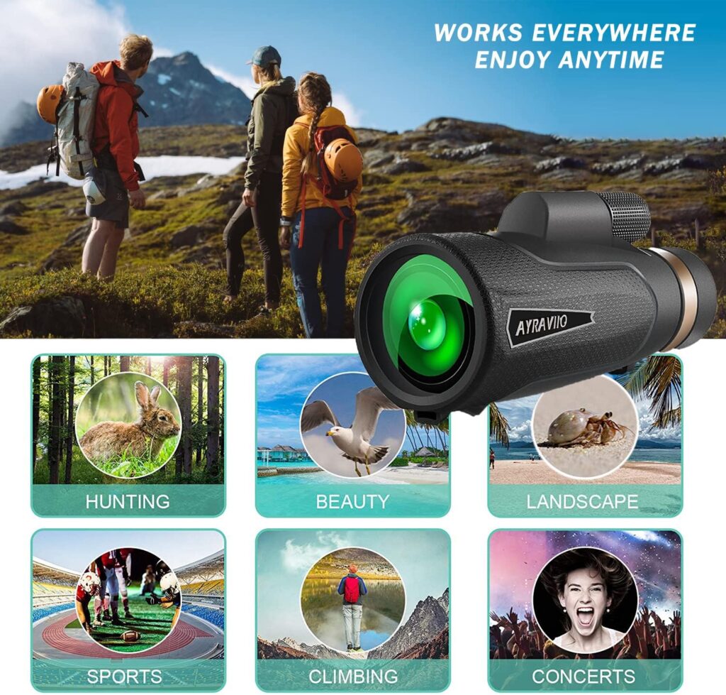 12×60 Monocular Telescope with Smartphone Holder  Upgraded Tripod, High Powered SMC  BAK4 Scope, Birthday Gifts for Men Dad Him Husband Teen, Outdoors Gadgets for Birdwatching