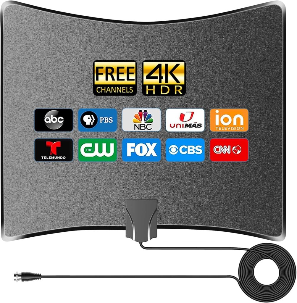 2023 Upgraded TV Antenna for Smart tv-480 Miles Range Digital Indoor Antenna- Powerful Support 8K 4K 1080p All TVs 360°Signal Reception- 18ft Coax HDTV Cable