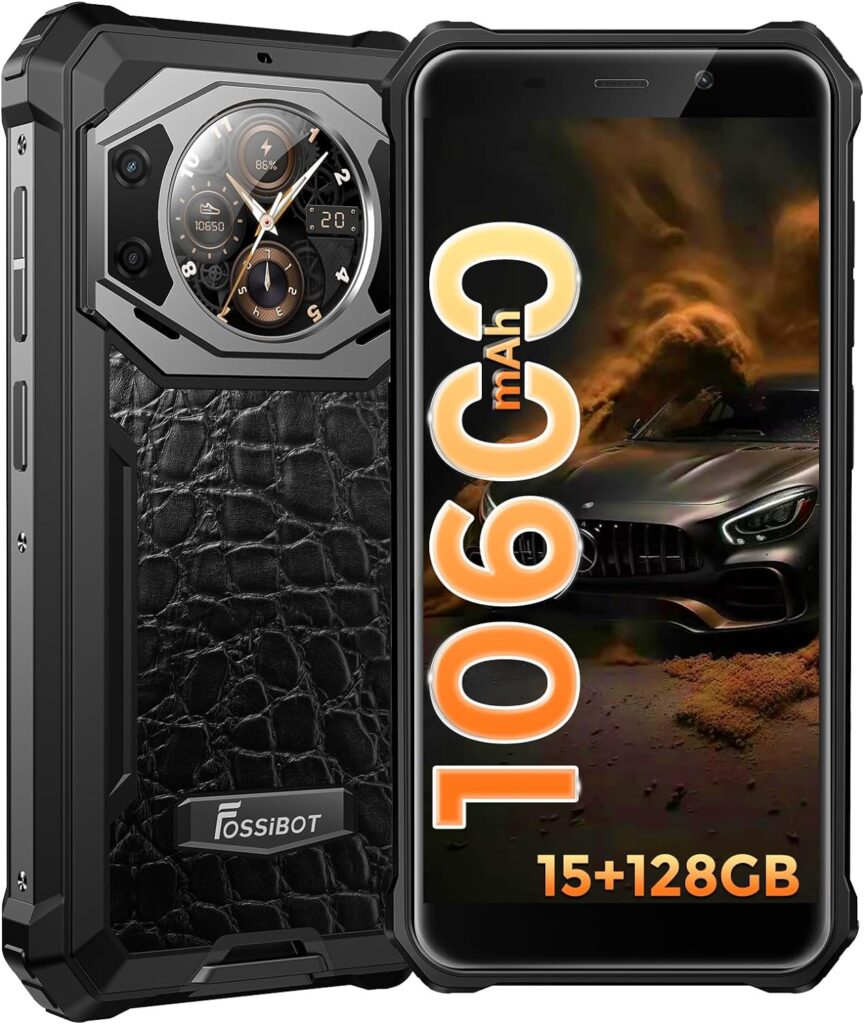 FOSSIBOT F101 Pro Rugged Smartphone Unlocked, Dual Screen 8+128GB Storage 10600mAh Large Battery Grey