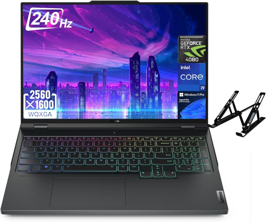 2024 Newest Lenovo Legion Pro 7 Gaming Laptop, 16 240Hz Display, Intel Core i9-13900HX(24-core), GeForce RTX 4080, 64GB DDR5 RAM, 2TB SSD, Wi-Fi 6, Backlit Keyboard, Windows 11 Pro, with Laptop Stand