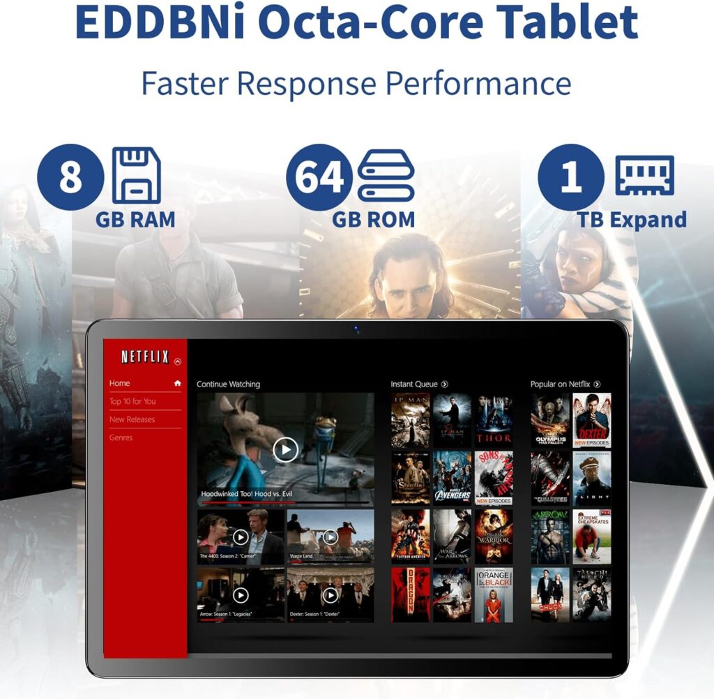 Android 13 Tablet, 10.1 inch Tablet, 2024 Latest Tablet with Keyboard, Mouse, 10GB+64GB 1TB Expand, 8000mAh, Octa-Core Processor, Dual Camera 5MP+8MP, 2.4G+5GWIFI, 1280x800 FHD IPS Touch Screen