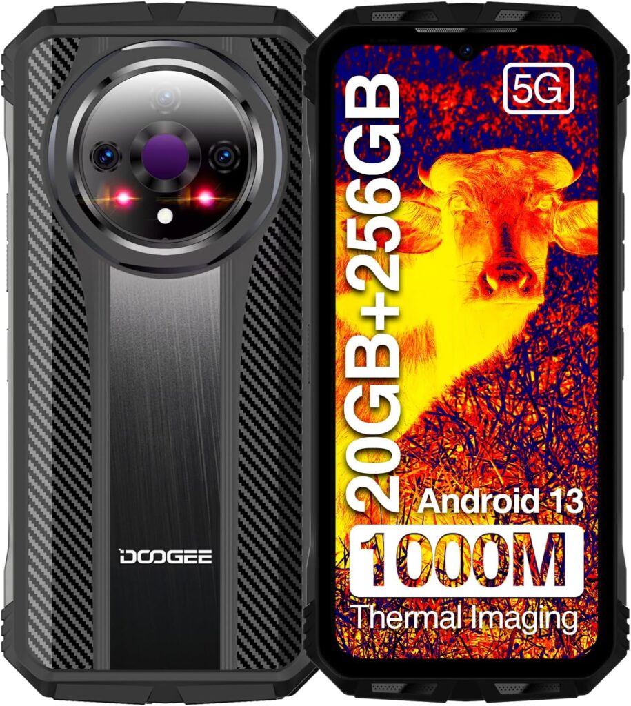 DOOGEE V31GT 5G Rugged Smartphone Unlocked,20GB+256GB Rugged Phone with Thermal Imaging Camera 1440*1080,10800mAh/66W,120Hz 6.6FHD+,Dimensity 1080,Android 13,50MP Camera,IP68 Waterproof Phone,OTG/NFC