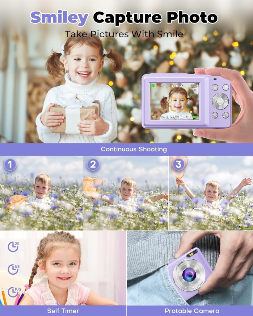 Digital Camera 2024 Newest FHD 1080P 44MP Cameras for Photography, Point and Shoot Digital Camera for Kids with 32GB Card, 16X Zoom, Anti-Shake, Compact Small Travel Camera for Girls Boys Teens Kids