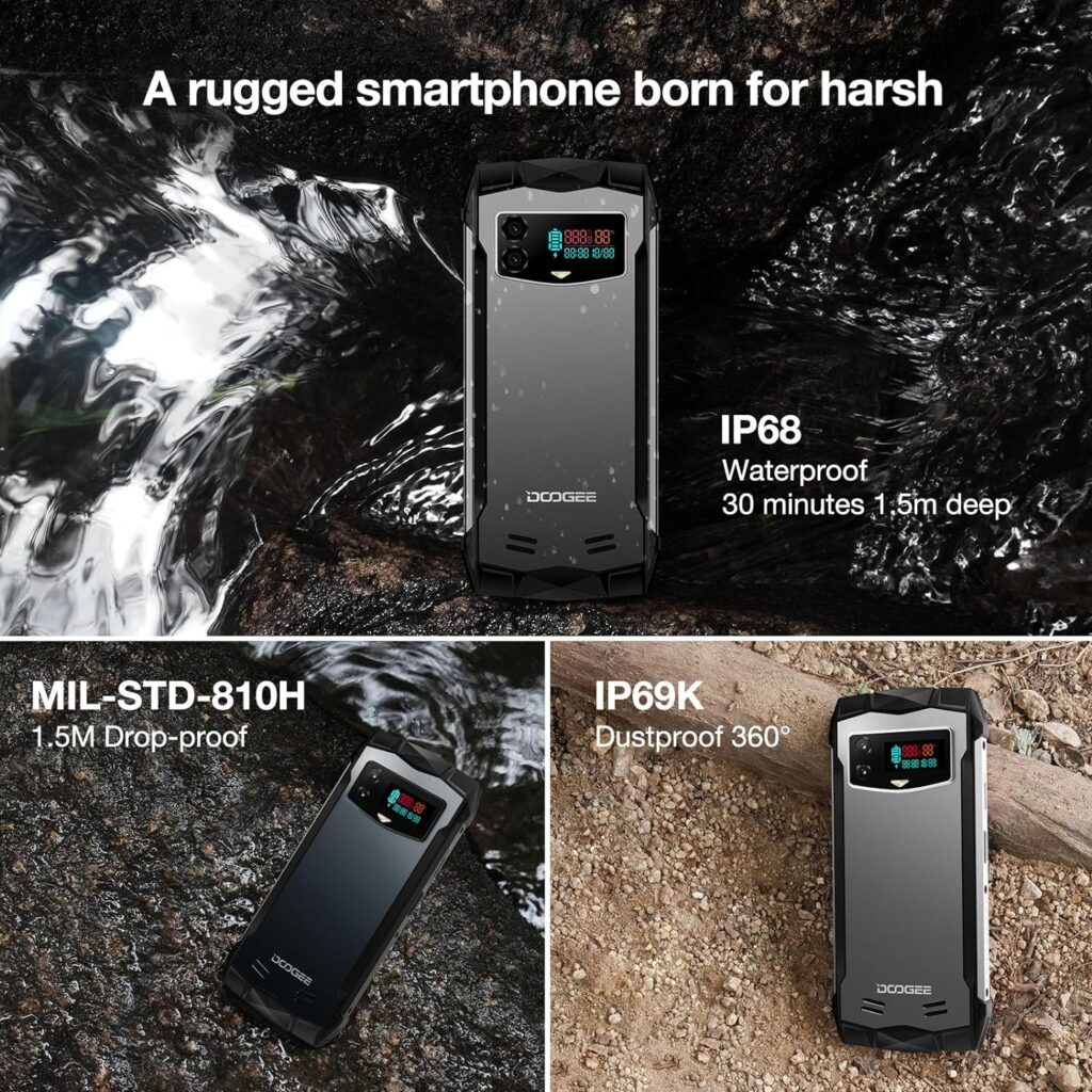 DOOGEE Smini mini Rugged Smartphone 2024,4.5QHD+Display,Android 13 Smartphone,256GB ROM/2TB TF Rugged Phone Unlocked,50MP AI Camera,3000mAh,IP68 Waterproof Cell Phone,Fingerprint/Face Unlock,OTG/NFC