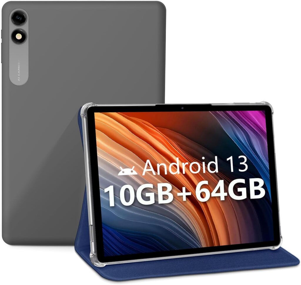 10 inch Tablet Android 13 Tablet, 10GB+64GB 1TB Expand, Quad-Core 2.0GHz Tablet PC with GPS, 8000mAh, 1280x800 FHD Display, 5MP+8MP Dual Camera, WiFi, Bluetooth5.0 (Blue)