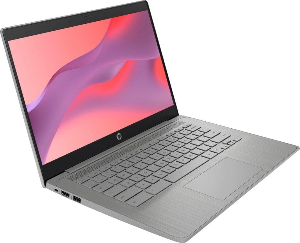 HP Chromebook 2024 Newest Laptop Student Business, 14 HD Display, Intel Celeron N4120 Processor, 4GB RAM, 128GB Storage (64GB eMMC+64GB Card), Webcam, WiFi, Long Battery, Chrome OS+MarxsolAccessory