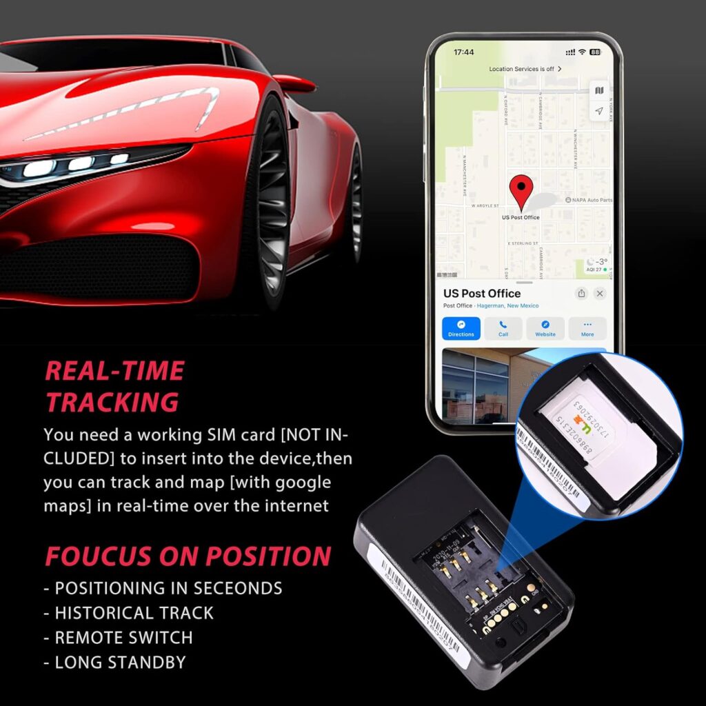 Mini GPS Tracker for Vehicles/Mini Magnetic GPS Device Real time Car Locator, Full USA Coverage, No Monthly Fee, Long Standby GSM SIM GPS Tracker for Trucks/Person 2024