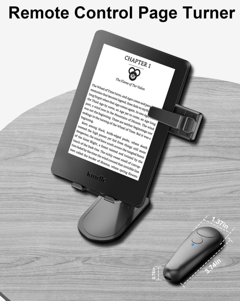 UNIBITRI RF Remote Control Page Turner for Kindle Paperwhite Kobo eReaders, Remote Page Turner for Phone iPad iOS Android Tablets Taking Reading Novels Taking Accessories, Black