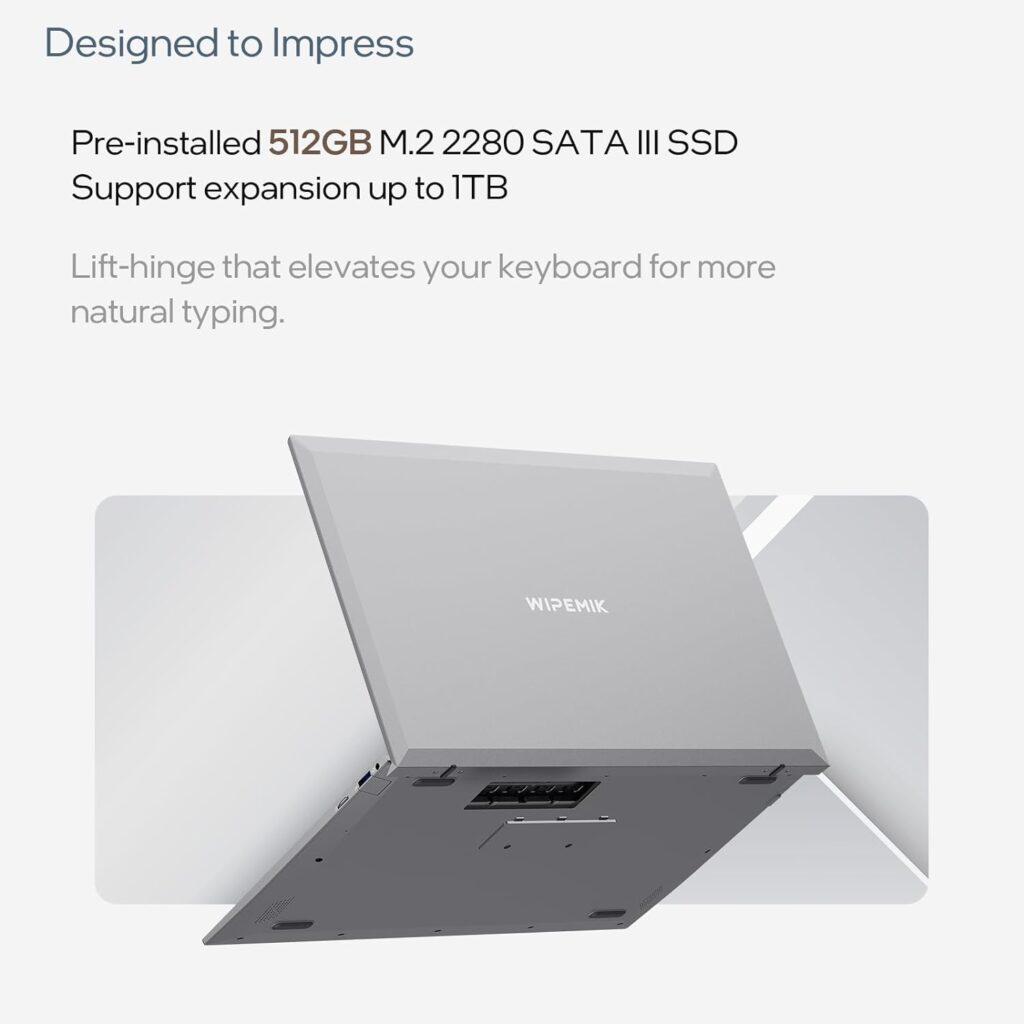 WIPEMIK 2024 Laptop Computer, 16GB RAM Laptop 512GB SSD, Intel Quad-Cores N4120 Processor Windows 11 Laptop, 14 Inch Full HD 1080P School Laptop, Support 2.4G/5G WiFi, USB 3.0, Long Lasting Battery